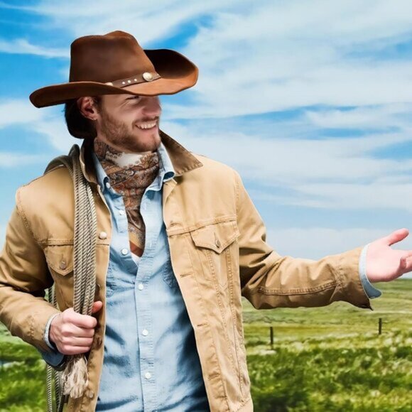 ⚡Men D-Gold Necktie 27.5 Inches Cowboy Scarves Pocket Square Silk Bandanas - Picture 7 of 9